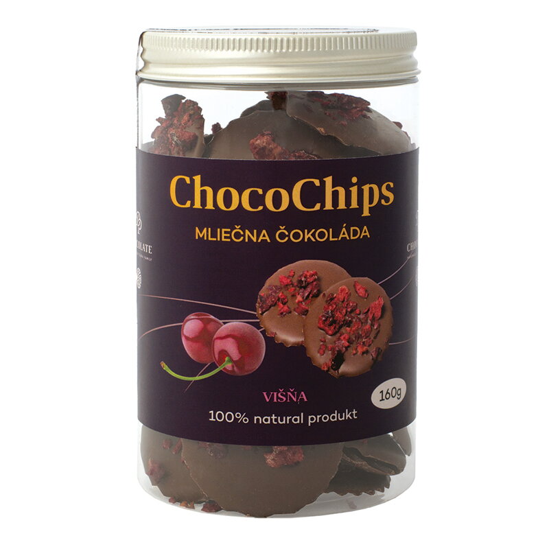 ChocoChips - Mliečna čokoláda s višňami (160g) (balenie 4ks)
