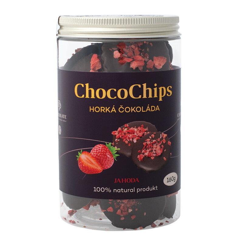 ChocoChips - Horká čokoláda s jahodami (160g) (balenie 4ks)