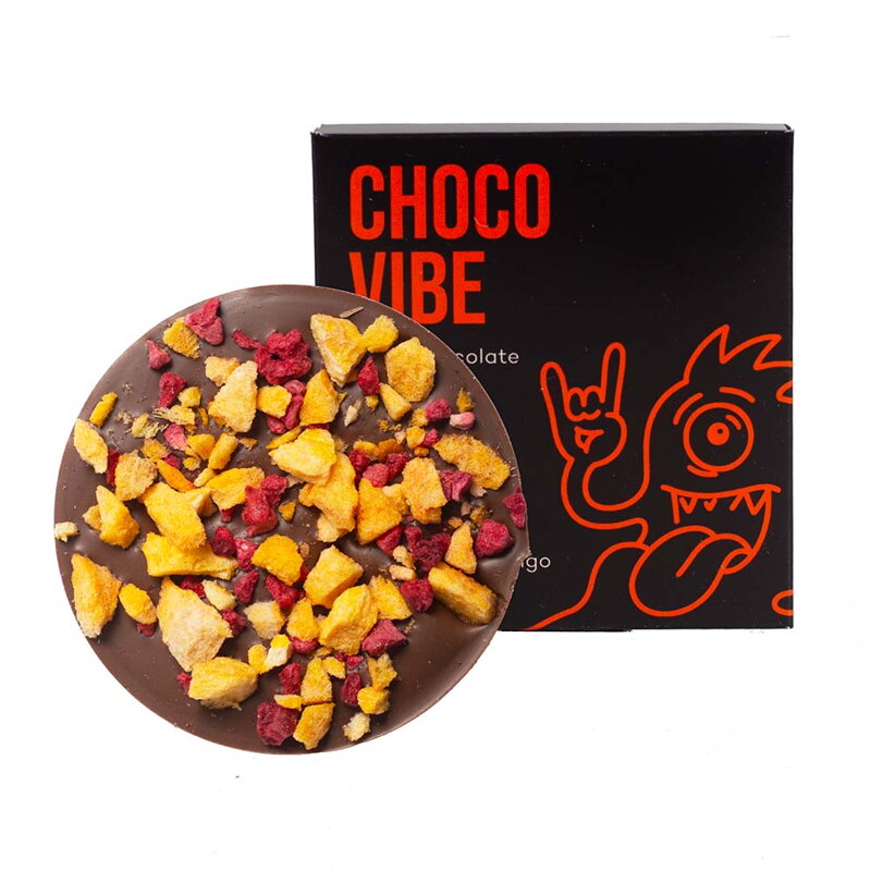 Choco Vibe ChocoWheel – Mliečna s mangom a malinami (20g)