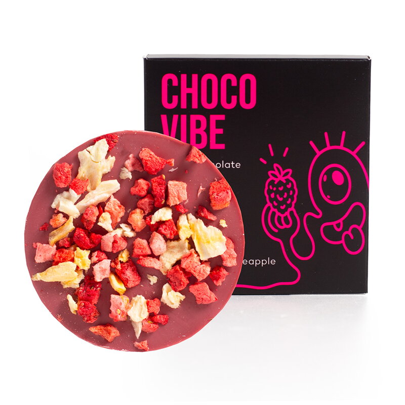 Choco Vibe ChocoWheel – Ruby s ananásom a jahodami (20g) (balenie 10ks)