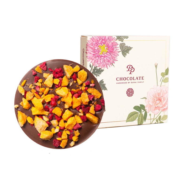 ChocoWheel Mliečna čokoláda s mangom a malinami - kvetinový vzor (20g) (balenie 10ks)