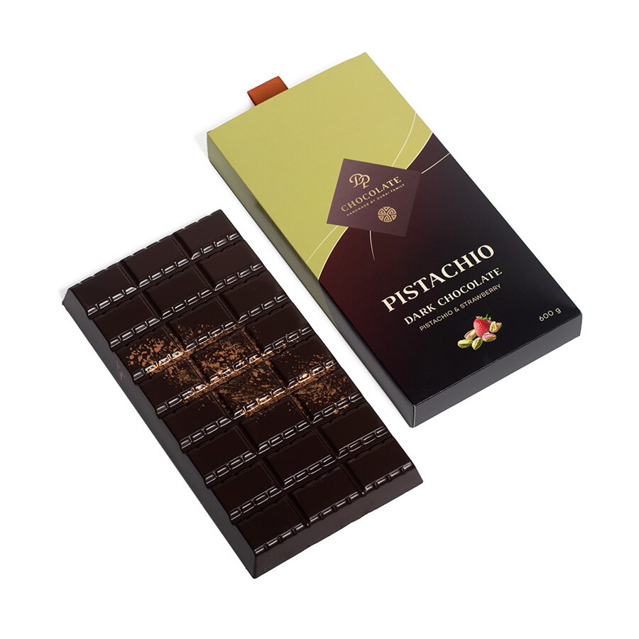 Plnená horká čokoláda Jahoda & Pistácia (600 g)