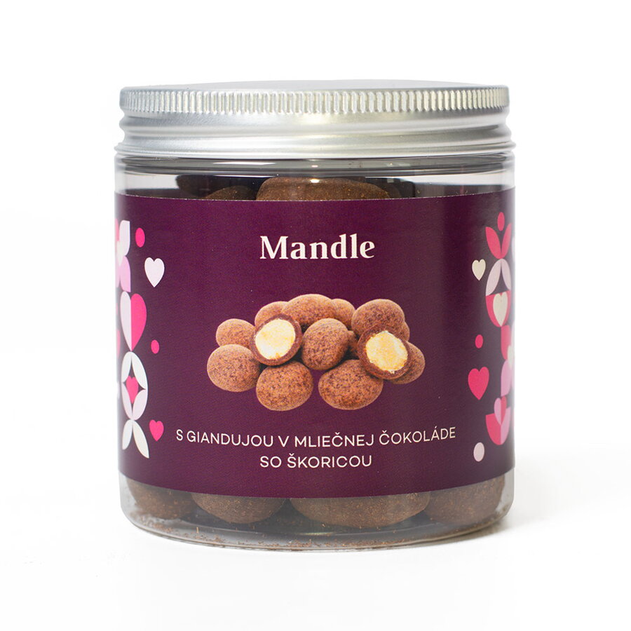 Mandle s giandujou v mliečnej  čokoláde so škoricou - Love (150g)